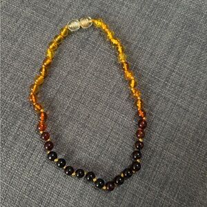 Baby Amber and Onyx Beaded Teething Necklace